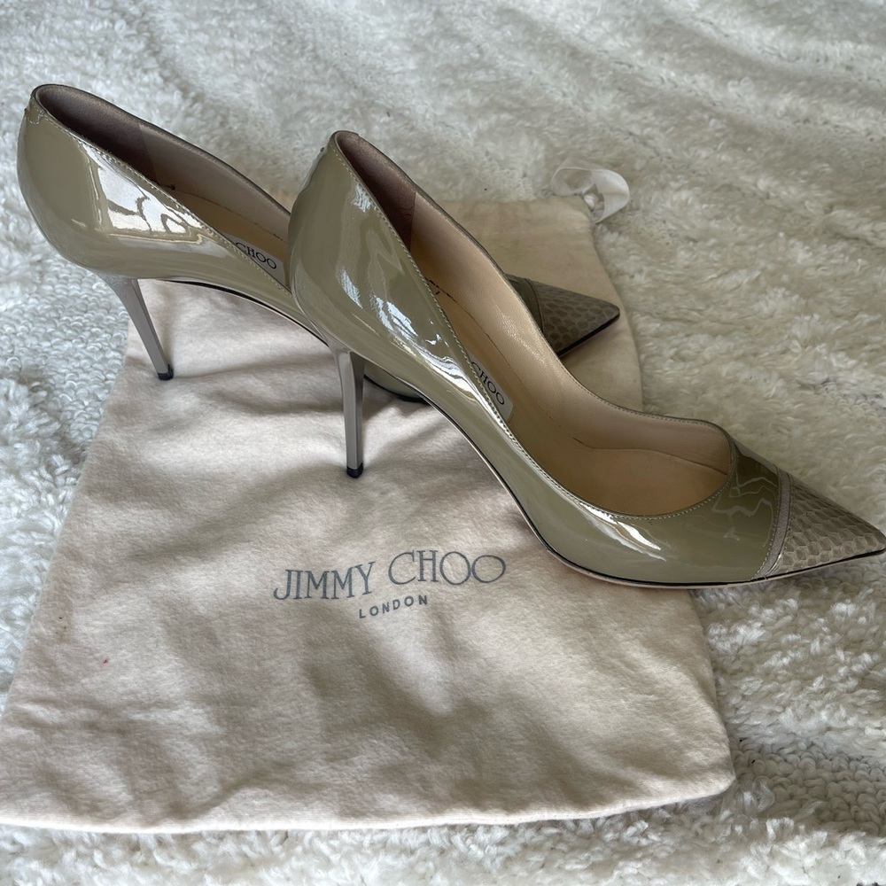 Stunning grey Jimmy Choos! 85cm heel. Size 10.5